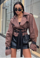 Krótki płaszcz trencz La Milla Wait What Now czekoladowy