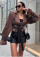 Krótki płaszcz trencz La Milla Wait What Now czekoladowy