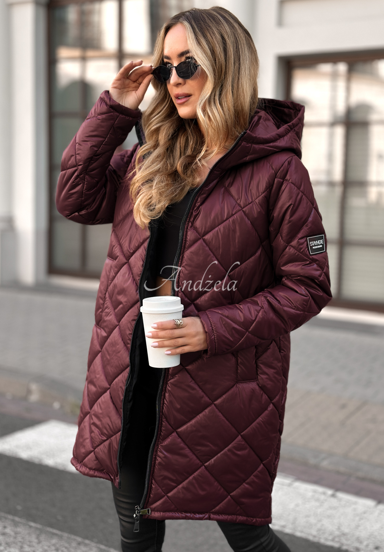 Trust Your Intuition long quilted jacket burgundy