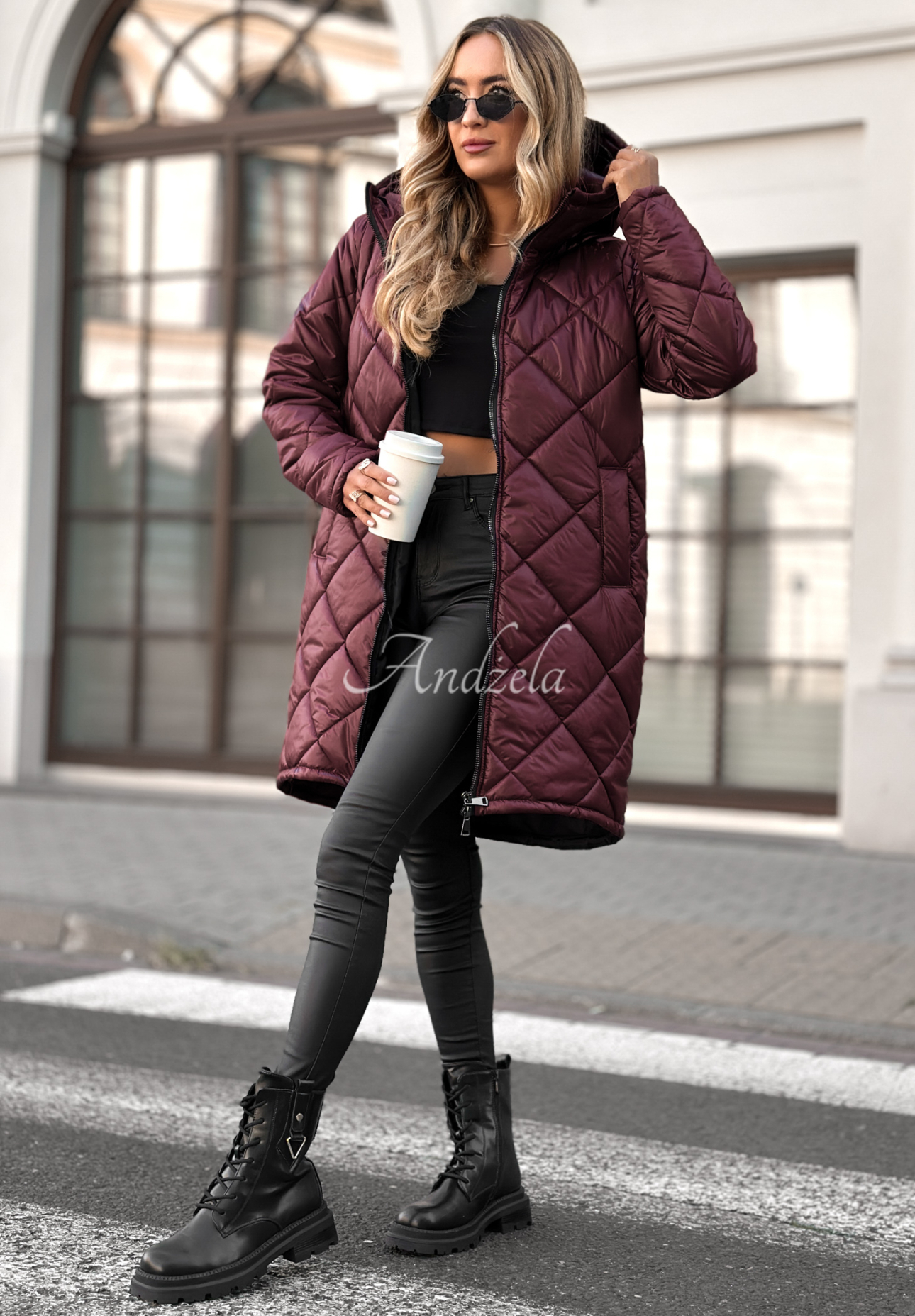 Trust Your Intuition long quilted jacket burgundy