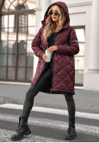 Długa pikowana kurtka Trust Your Intuition burgundowa