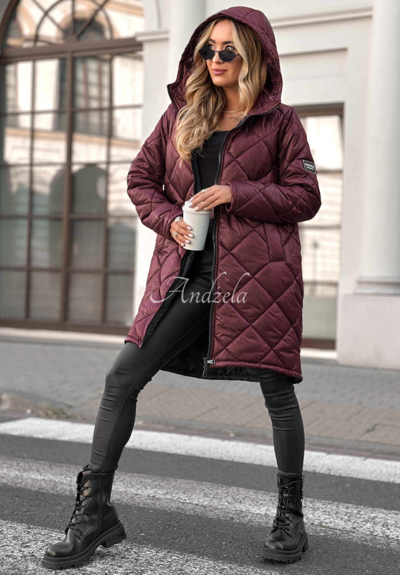 Trust Your Intuition long quilted jacket burgundy