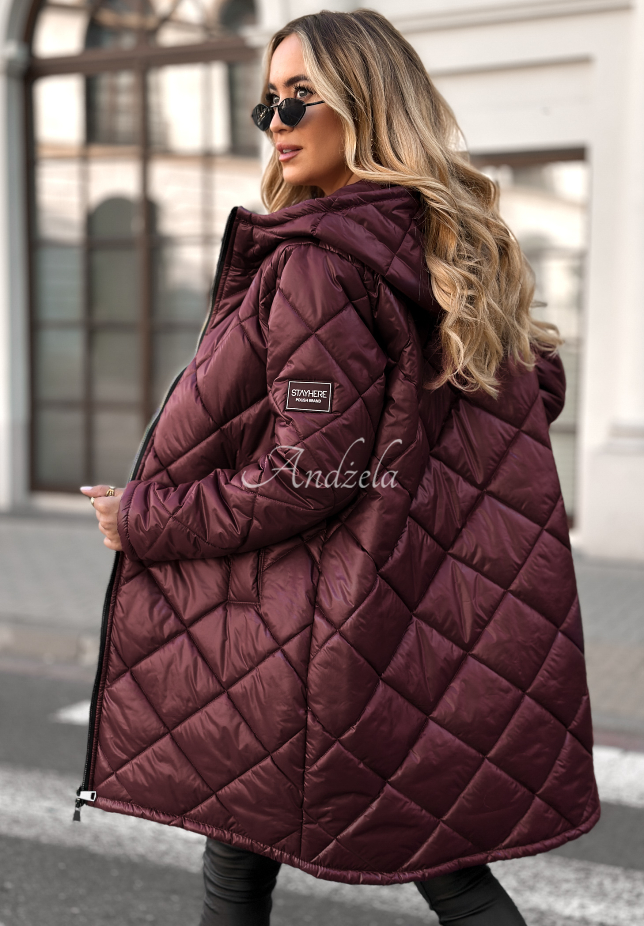 Trust Your Intuition long quilted jacket burgundy