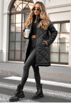 Długa pikowana kurtka Trust Your Intuition czarna