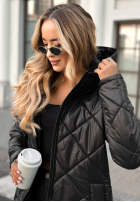 Długa pikowana kurtka Trust Your Intuition czarna