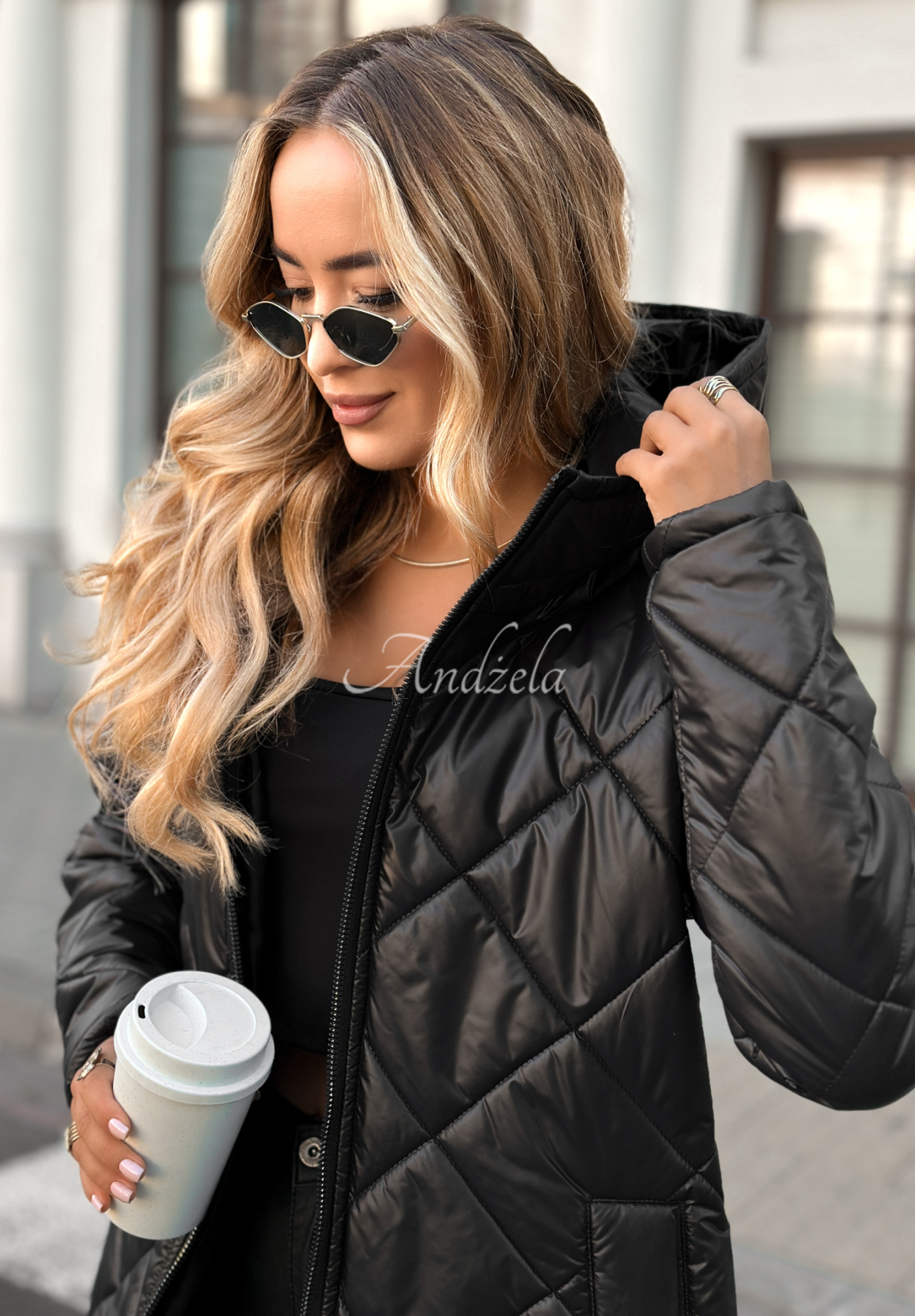 Trust Your Intuition long quilted jacket black