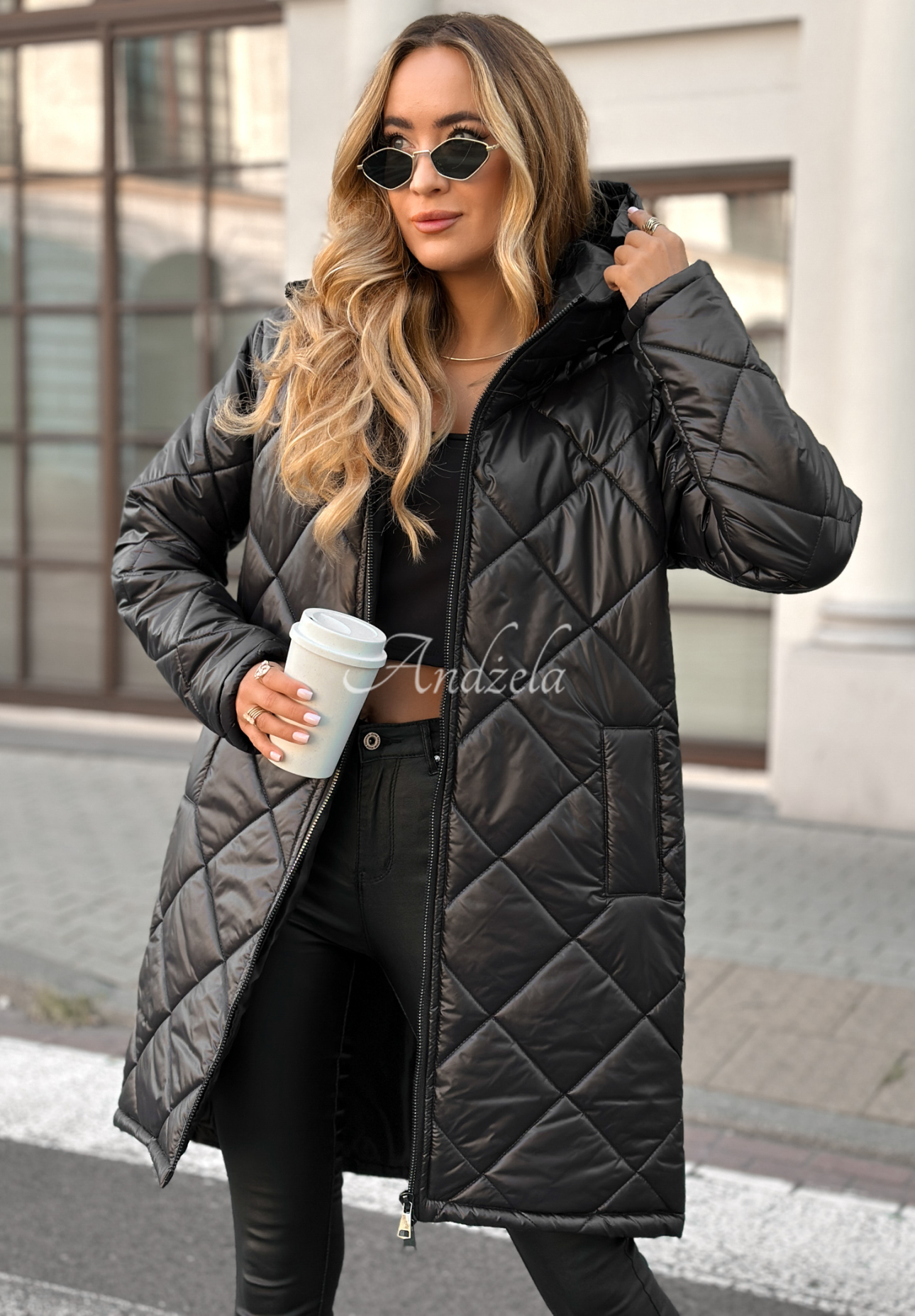 Trust Your Intuition long quilted jacket black