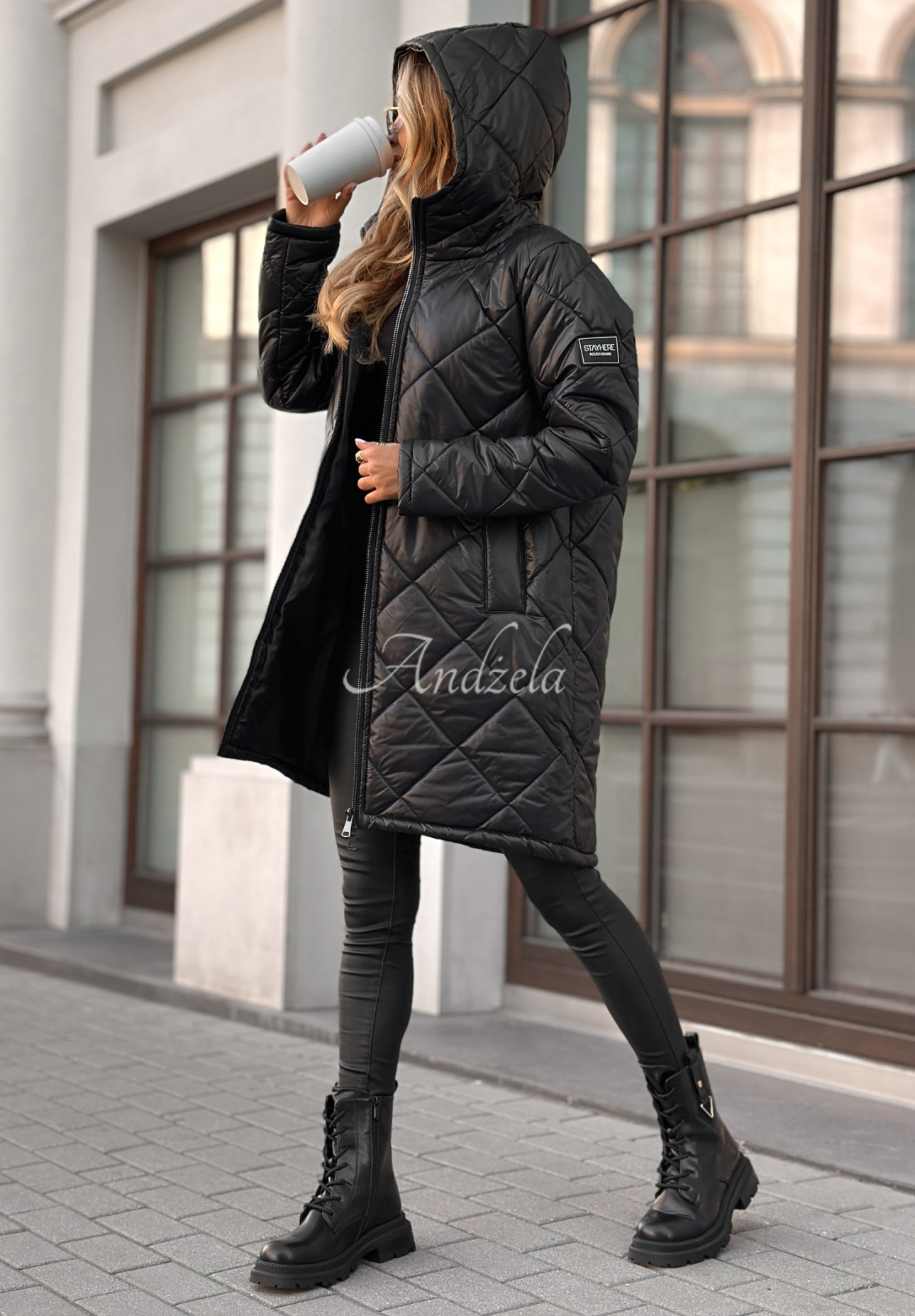 Trust Your Intuition long quilted jacket black