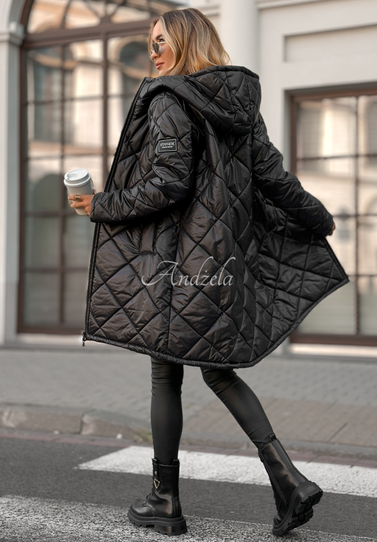 Trust Your Intuition long quilted jacket black