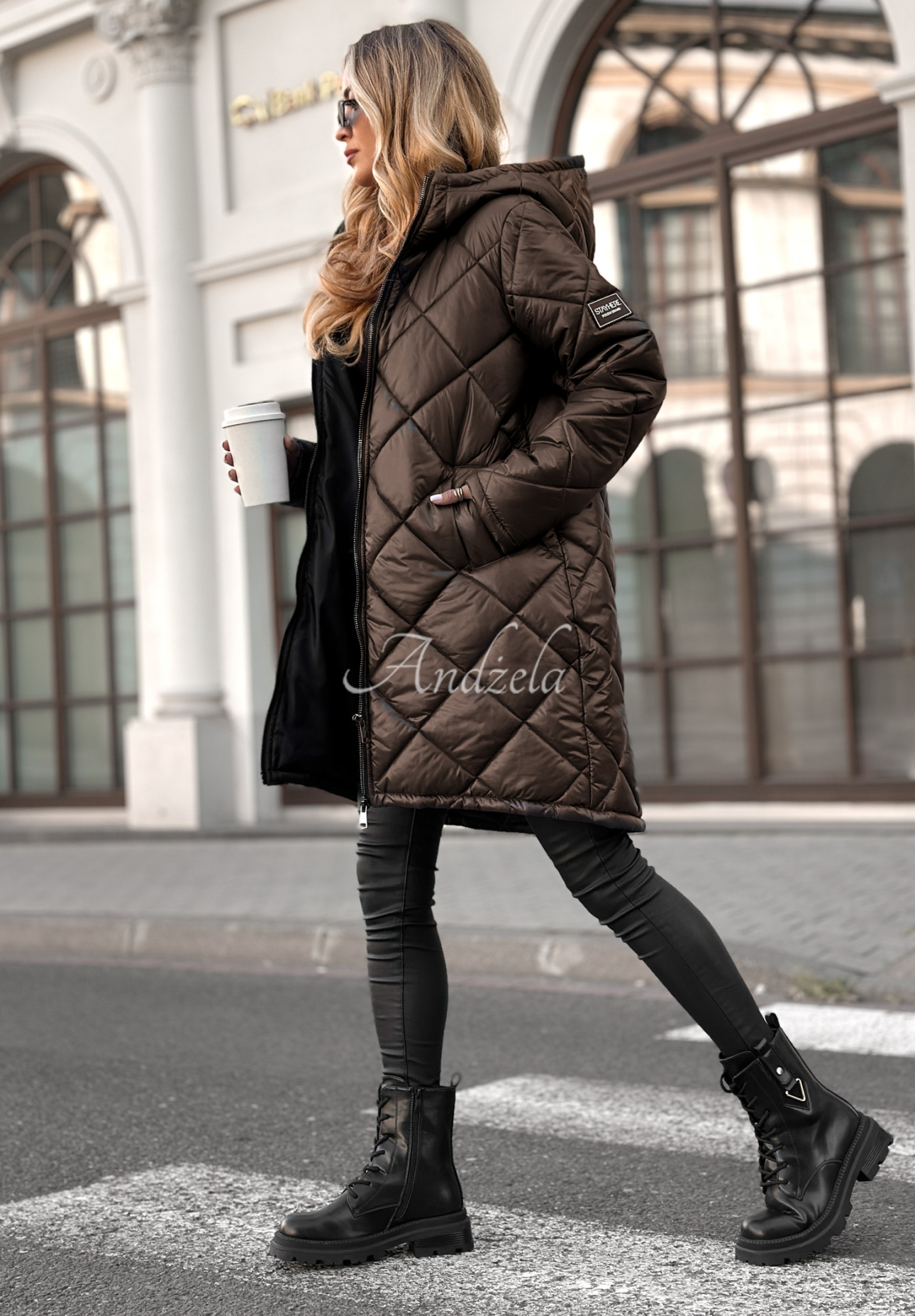 Trust Your Intuition long quilted jacket chocolate.