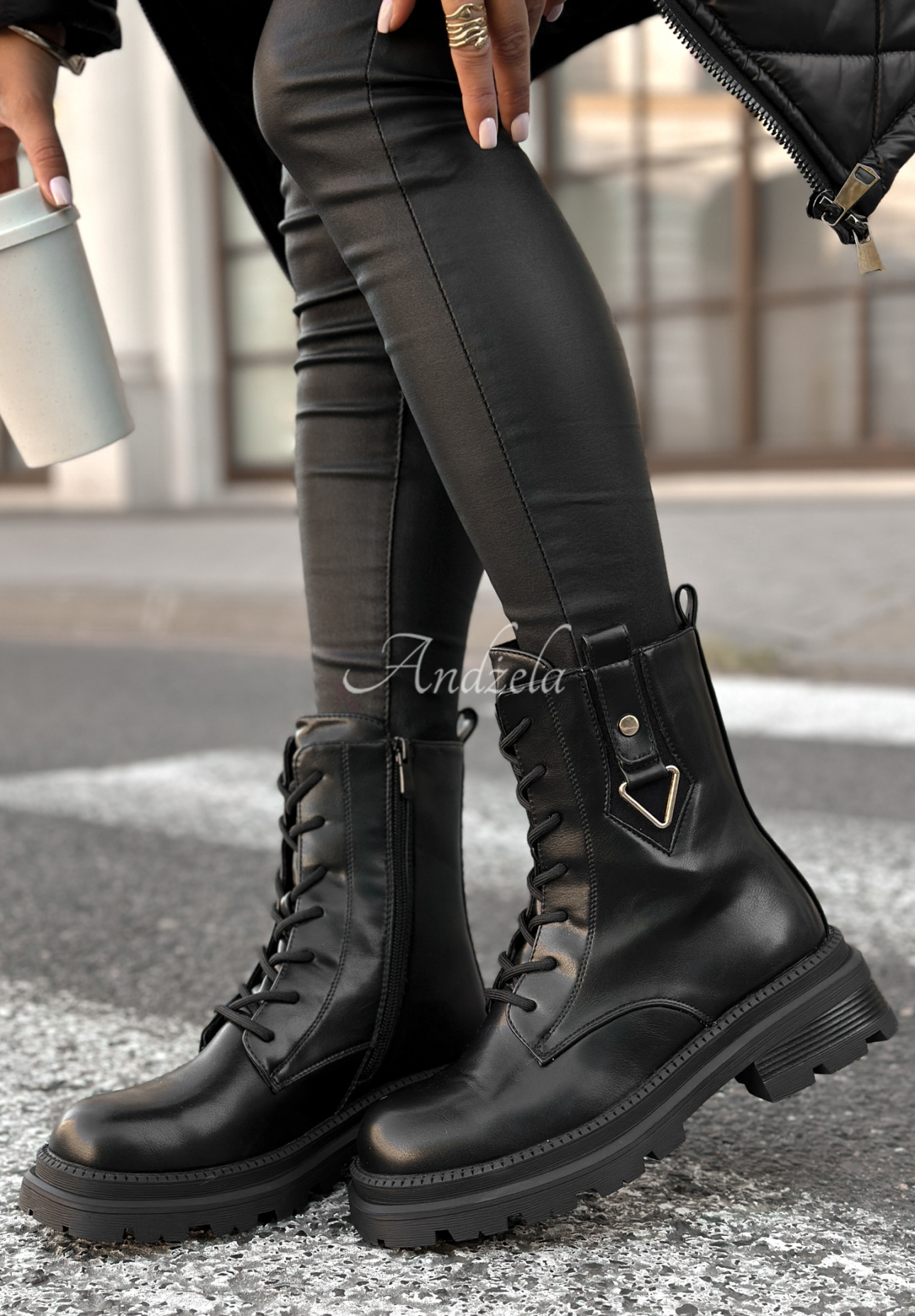 Golden Hours leather bagger boots black