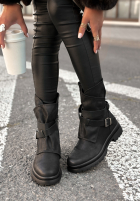 Skórzane botki z klamrami Still So Warm czarne