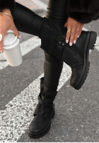 Skórzane botki z klamrami Still So Warm czarne