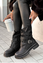 Skórzane botki z klamrami Still So Warm czarne