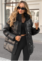 Puchowa kurtka z kapturem Turn Around czarna