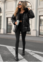 Puchowa kurtka z kapturem Turn Around czarna