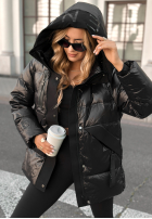 Puchowa kurtka z kapturem Turn Around czarna