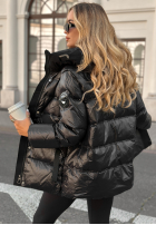 Puchowa kurtka z kapturem Turn Around czarna