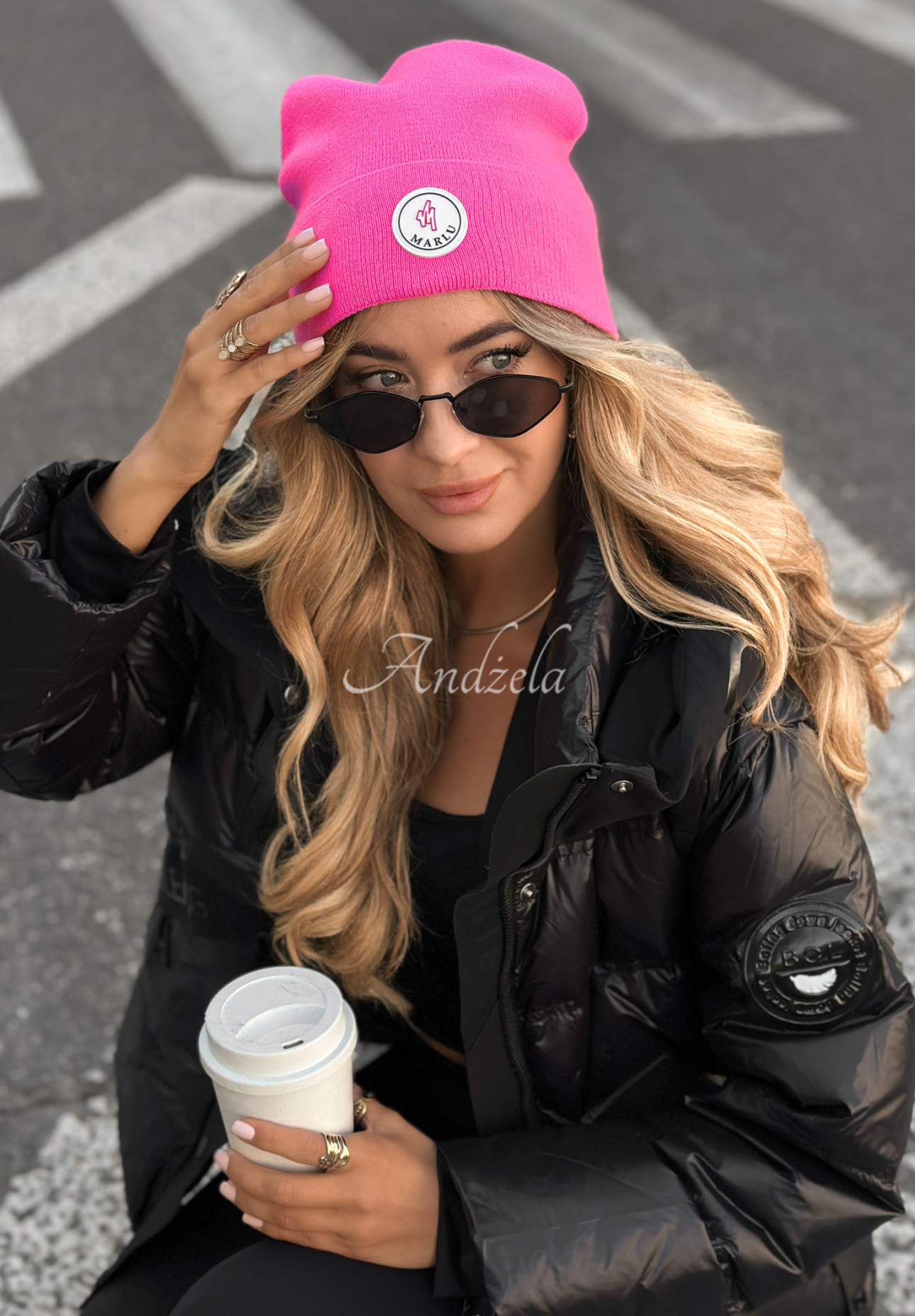 Winter City patch hat pink