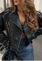 Krótka skórzana ramoneska Not Your Girl czarna