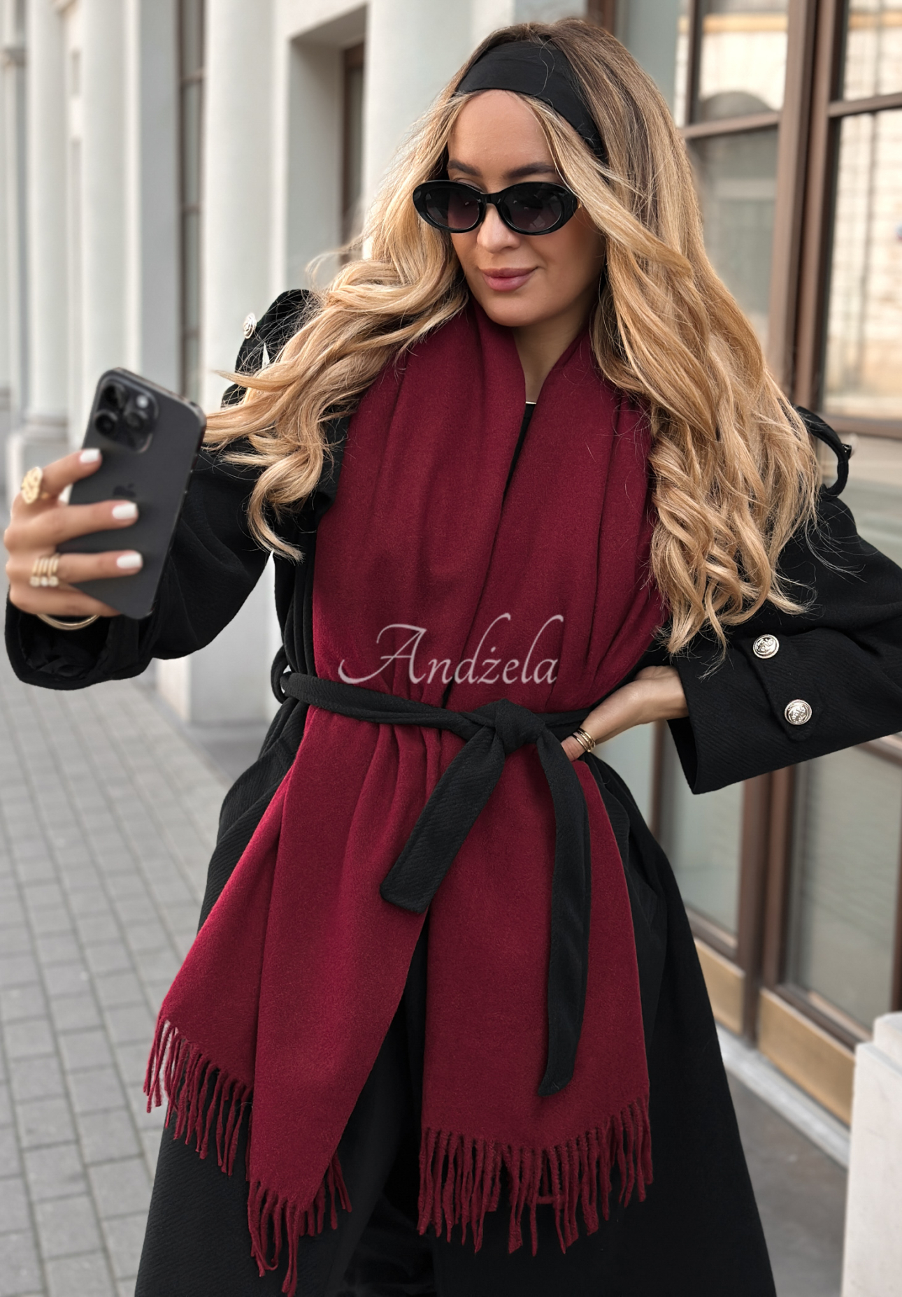 Closer To Heaven burgundy fringed scarf