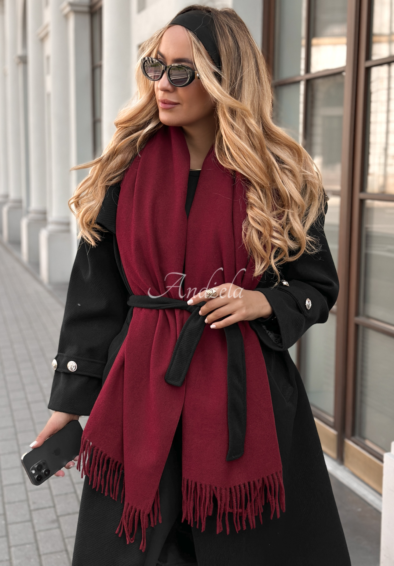 Closer To Heaven burgundy fringed scarf