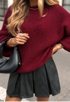 Sweter z bufiastymi rękawami Maybe Never burgundowy