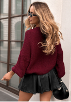 Sweter z bufiastymi rękawami Maybe Never burgundowy