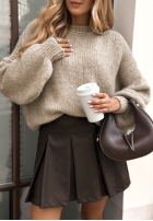 Sweter z bufiastymi rękawami Maybe Never beżowy