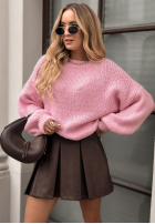 Sweter z bufiastymi rękawami Maybe Never różowy