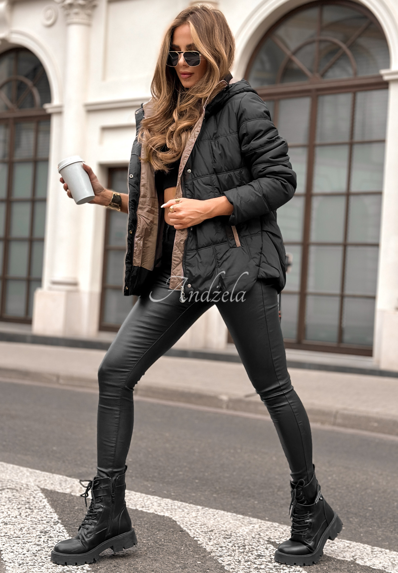 Next Episode quilted hooded jacket black