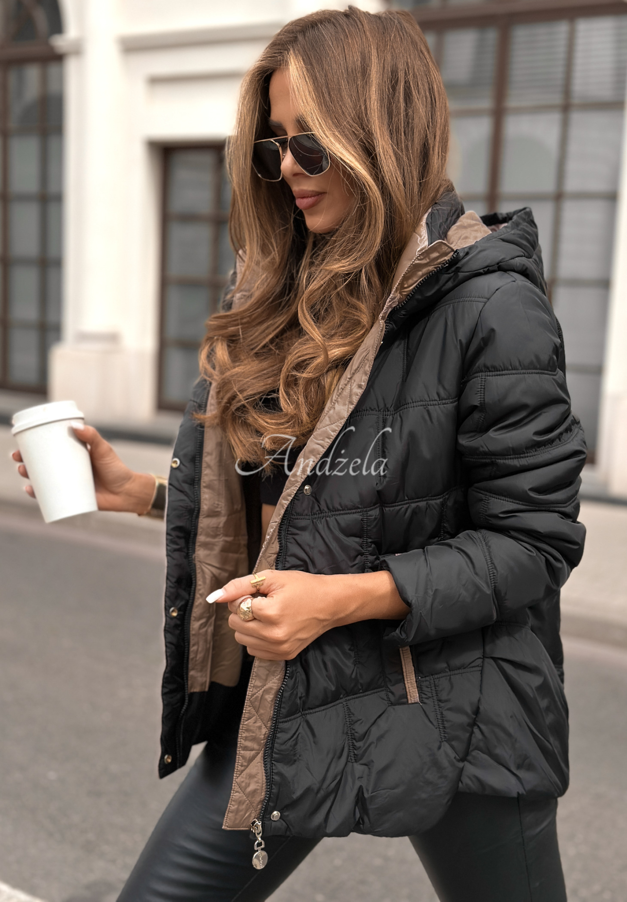 Next Episode quilted hooded jacket black