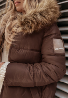 Pikowana kurtka z kapturem Lucky czekoladowa II