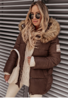 Pikowana kurtka z kapturem Lucky czekoladowa II