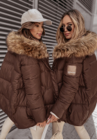 Pikowana kurtka z kapturem Lucky czekoladowa II