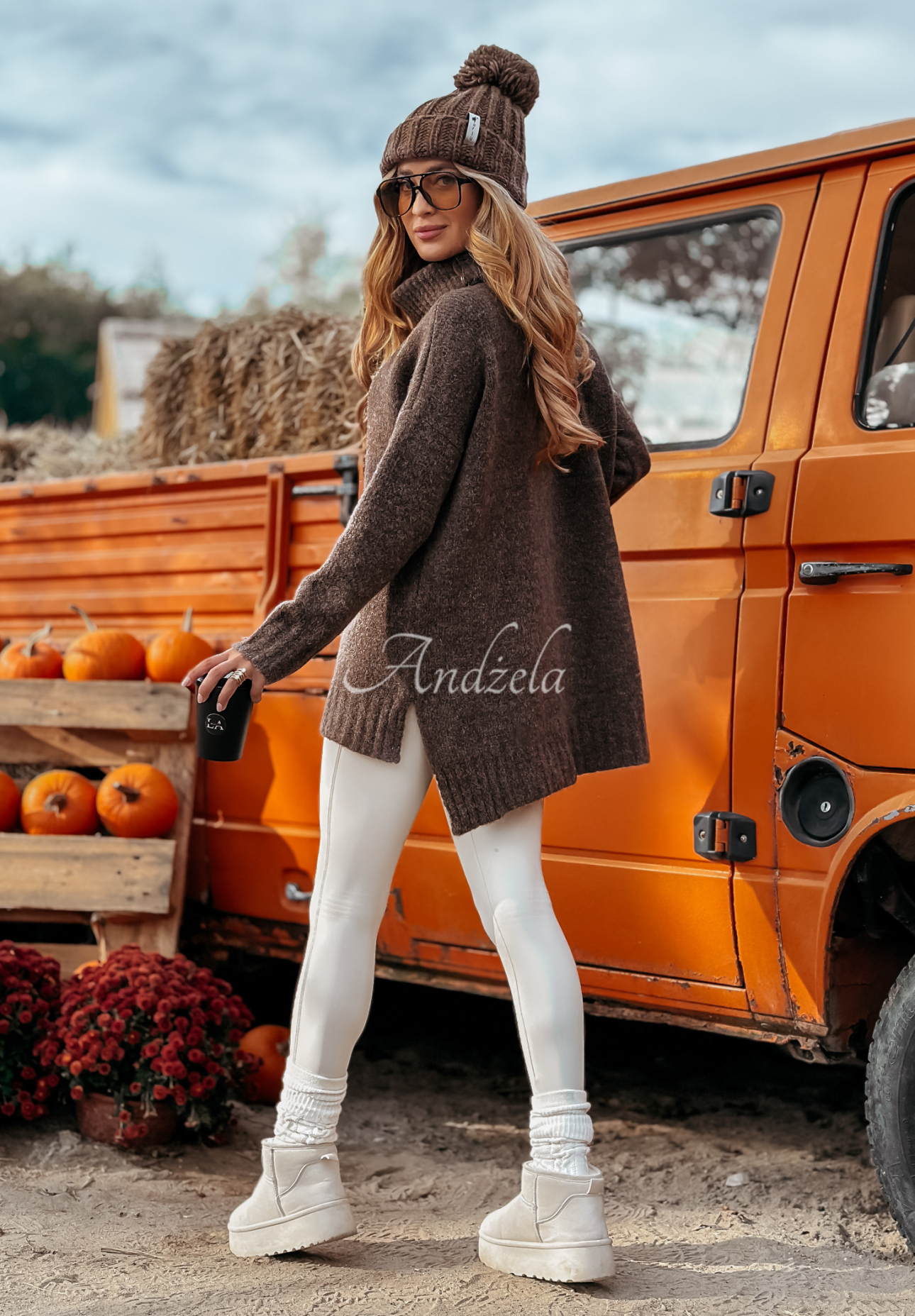 Benin chocolate oversize turtleneck sweater