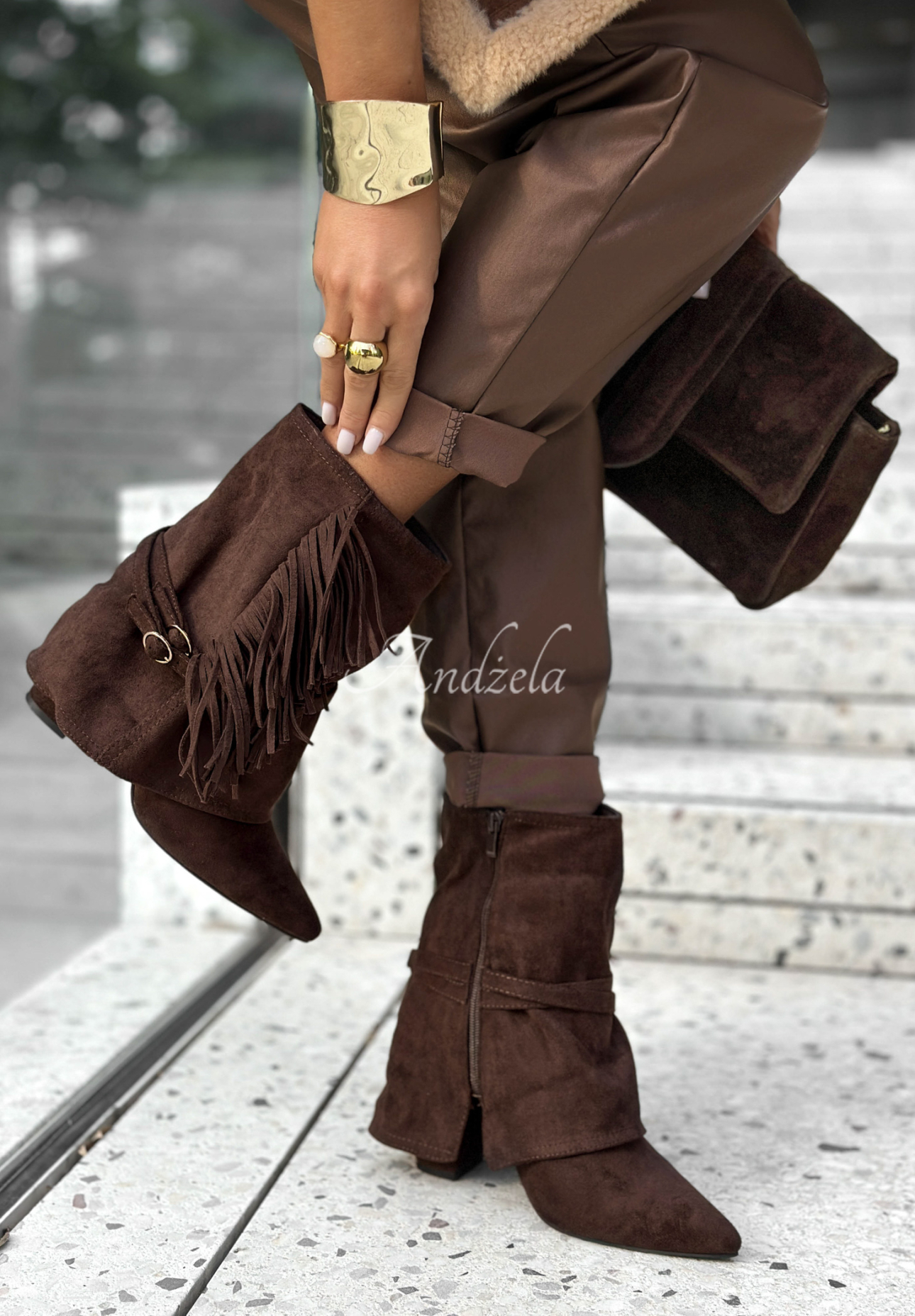 Colorado City chocolate suede fringed boots