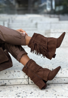 Zamszowe botki z frędzlami Colorado City czekoladowe