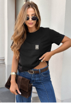 T-shirt z kieszonką Pause That czarny