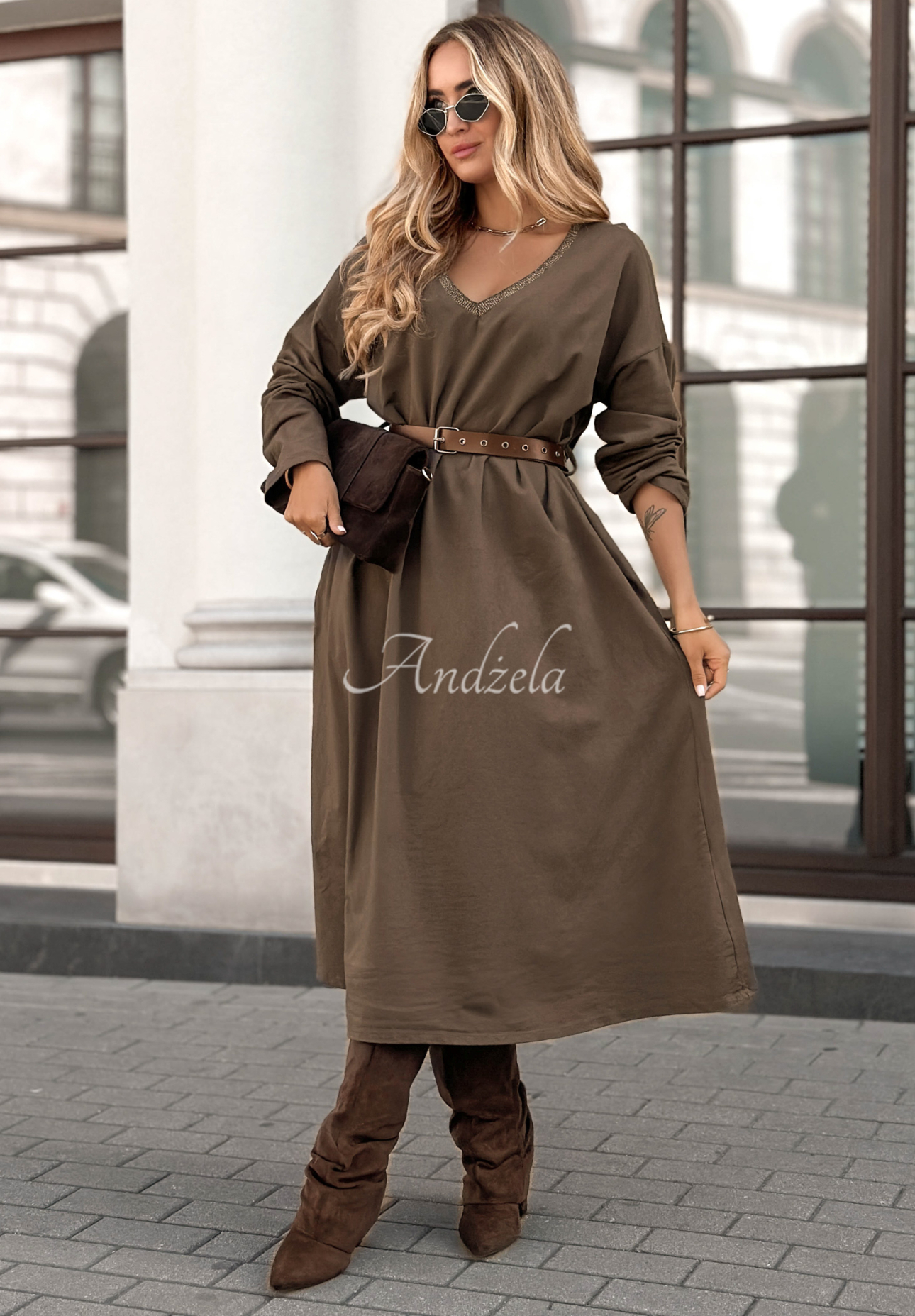 Almost Real chocolate midi dress