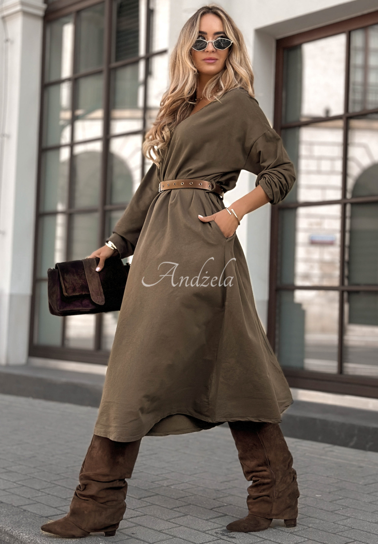 Almost Real chocolate midi dress