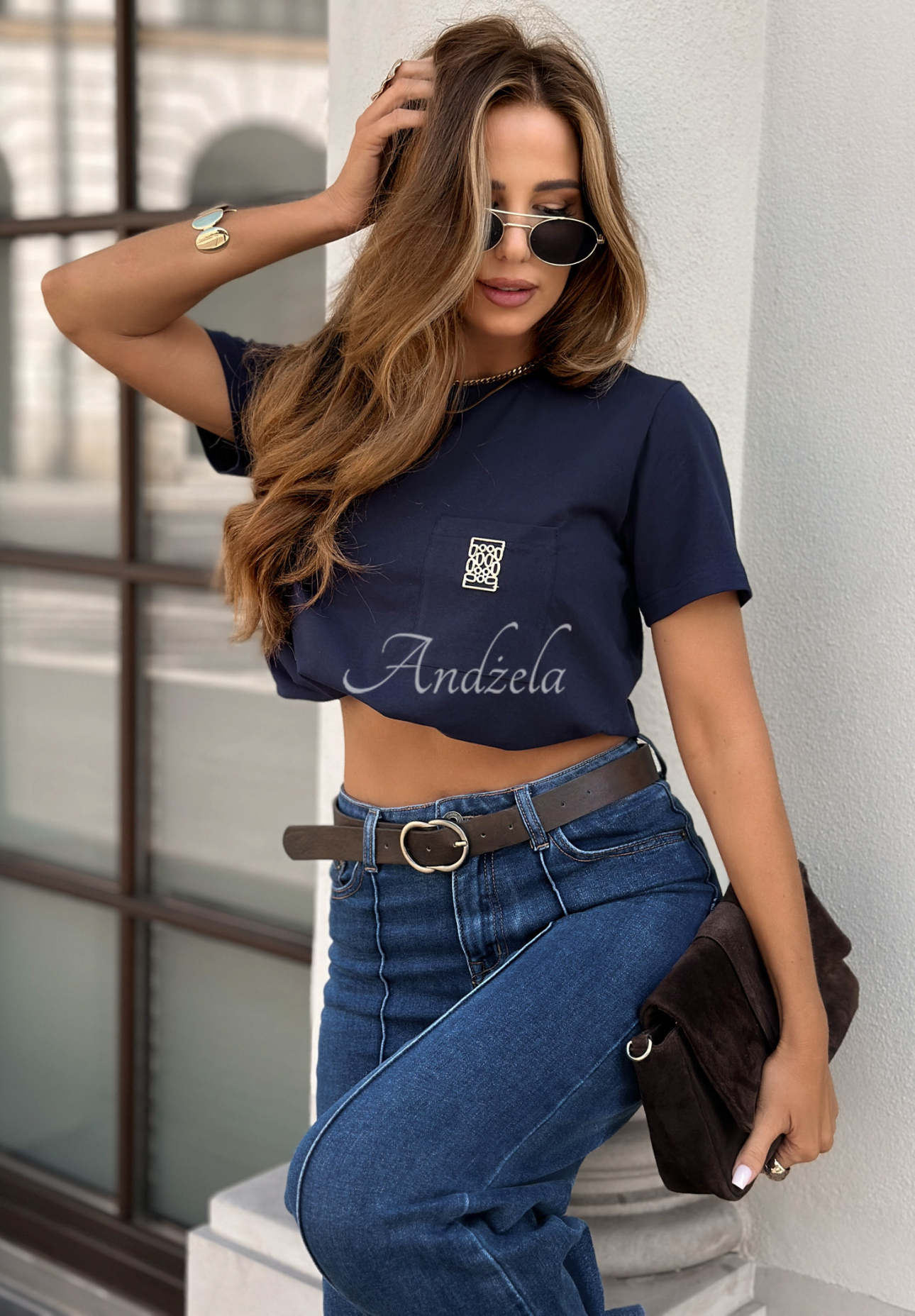 T-shirt with pocket Pause That navy blue