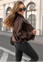 Skórzana kurtka ramoneska Pause The Day czekoladowa