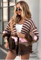 Krótki kardigan oversize In Between Days czekoladowo-różowy