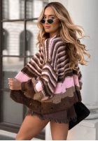 Krótki kardigan oversize In Between Days czekoladowo-różowy