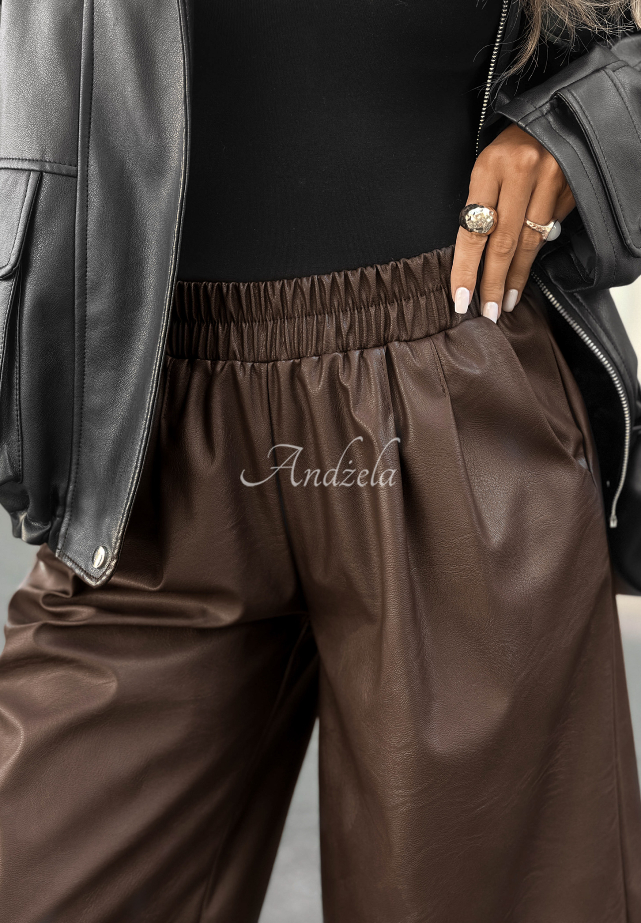 Leather wide leg pants Before It Ends chocolate