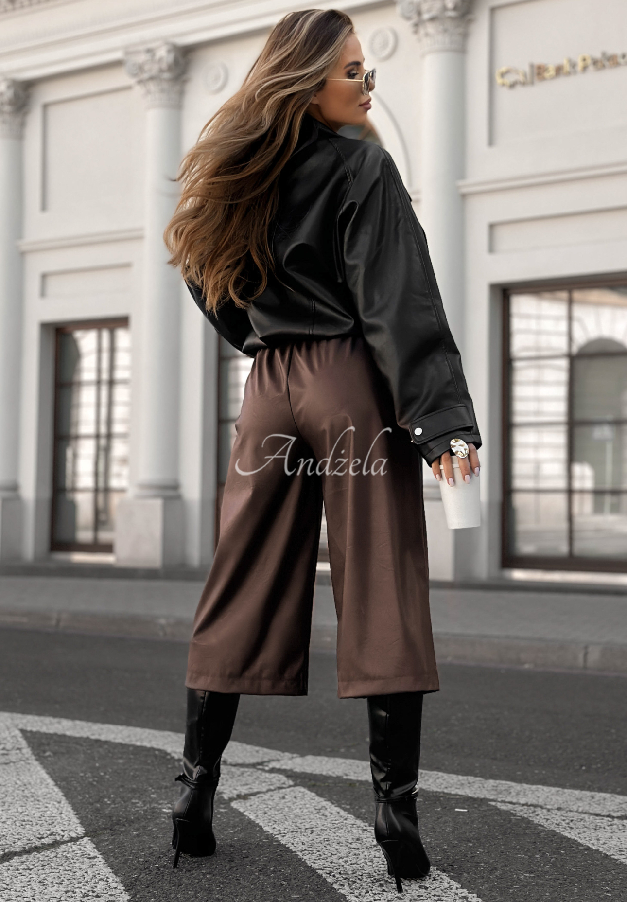Leather wide leg pants Before It Ends chocolate