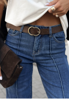 Spodnie jeansowe z paskiem wide leg Power To Inspire ciemnoniebieskie