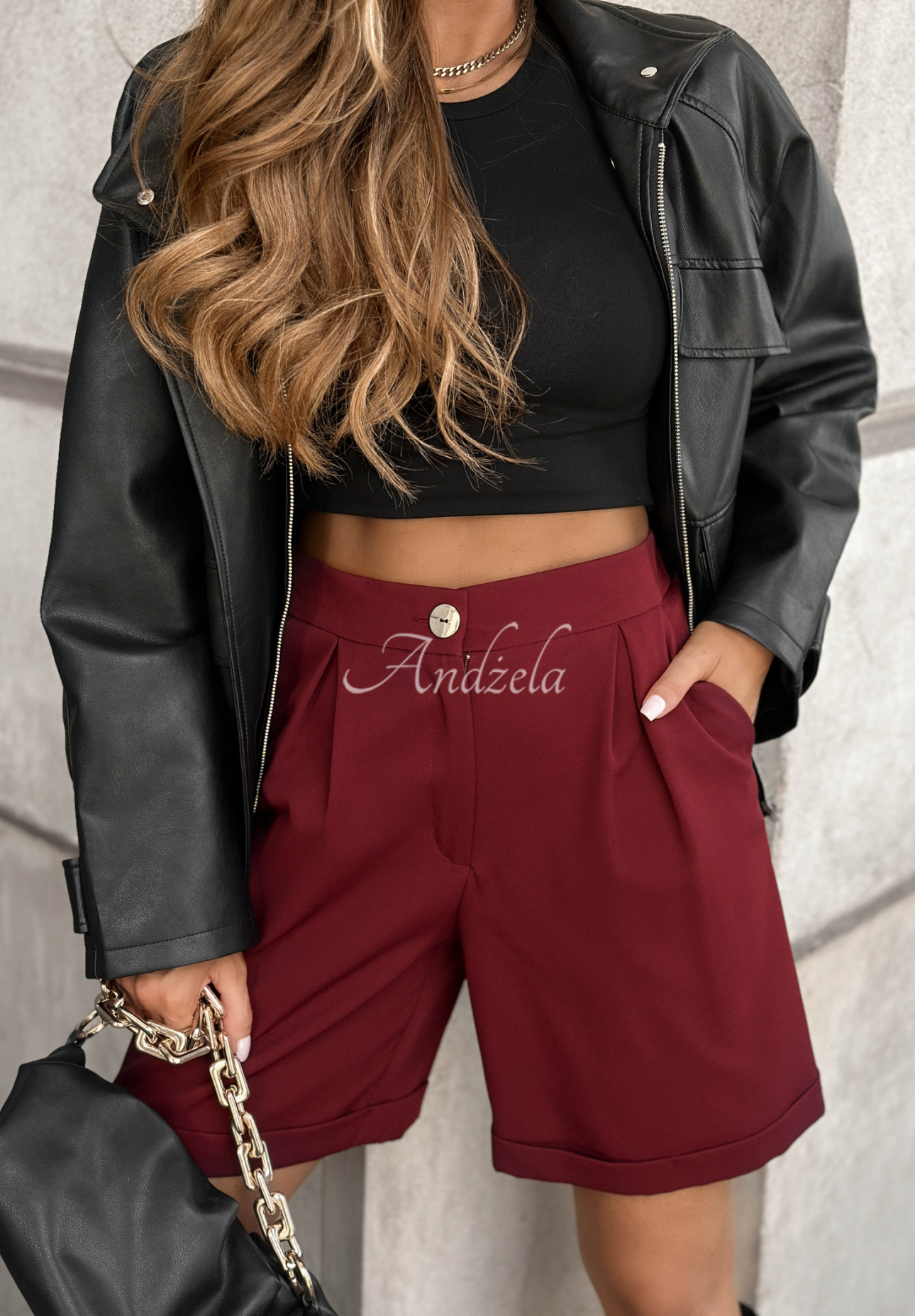 Krótkie spodenki No Evidence burgundowe