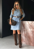 Jeansowa sukienka z paskiem Keep It Real niebieska